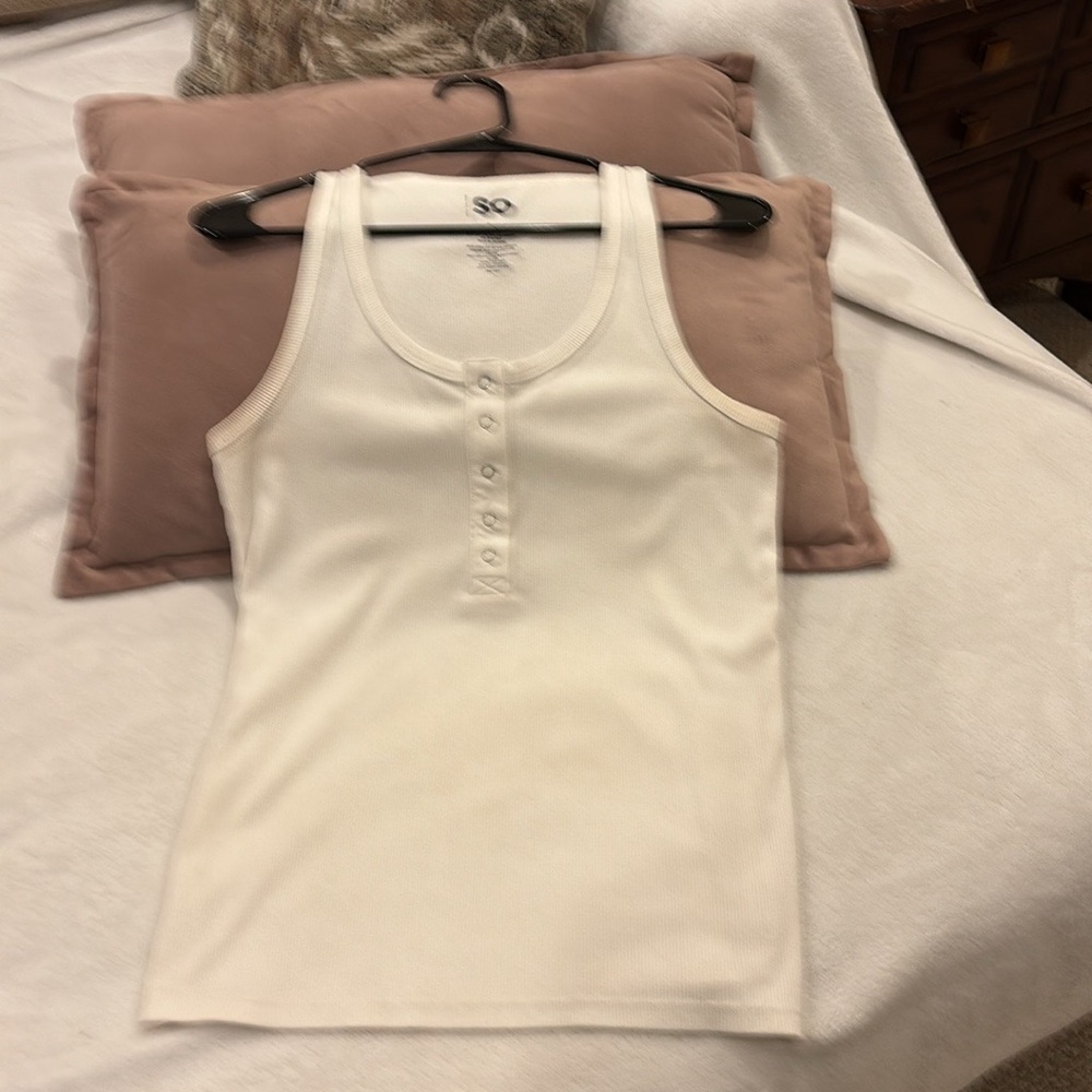 SO Buttoned White Tank Top
